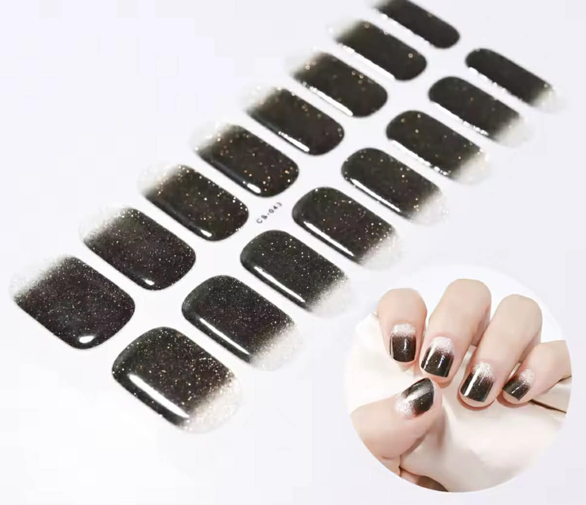 SemiNails WRAPS™ - Hybrydowe Naklejki Na Paznokcie Shiny Ombre Black