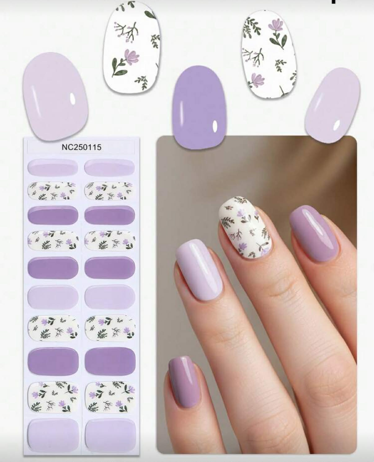 SemiNails WRAPS™ - Hybrydowe Naklejki Na Paznokcie Lavender Flowers